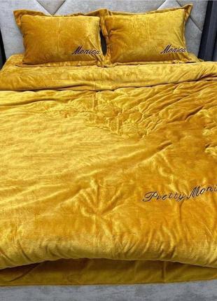 Комплект велюрового постельного белья моника, нежная теплая и приятная на ощупь