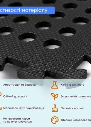 Ковер пазл, пол пазл перфорированное - модульное покрытие, 625 x 625 x 10мм, черное5 фото