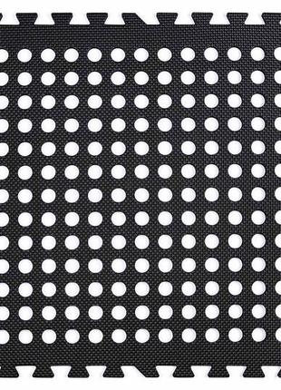 Килим пазл, підлога пазл перфороване - модульне покриття, 625 x 625 x 10мм, чорне