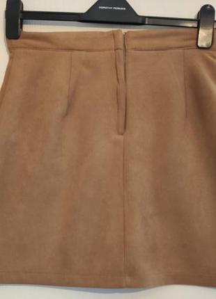 Замшевая бежевая короткая юбка от primark4 фото