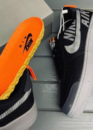 Кроссовки мужские nike air force найк форси кожа весна/лето/осень черные с серой подошвой3 фото