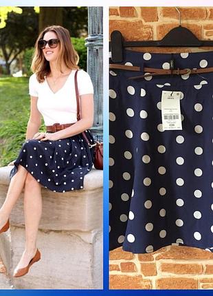 Актуальна тонка віскозна юбочка в горошок з пояском ,нова, next,s