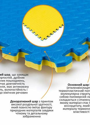 Килим двосторонній пазл, підлога, модульне підлогове покриття 600 х 600 х 20мм, жовто-блакитний6 фото