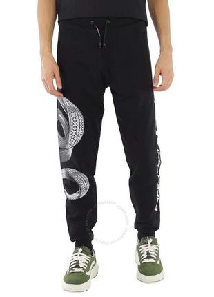 Roberto cavalli 
black rc monogram slim-fit cotton pants, size: large