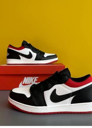 Кроссовки мужские nike air jordan low найк джордан низкие черно-белые с красным1 фото