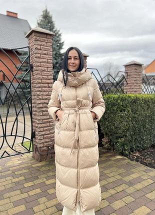 Длинный стильный пуховик 125см