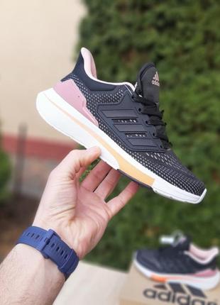 Adidas eq 21 run чорні з пудрою кросівки жіночі текстиль сітка адідас весняні демісезонні демісезон низькі топ якість7 фото