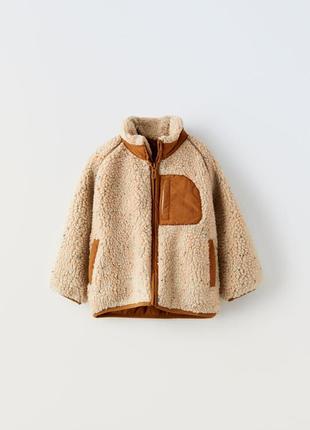 Контрастная куртка из искусственной овчины zara 4-5 лет 110 см1 фото