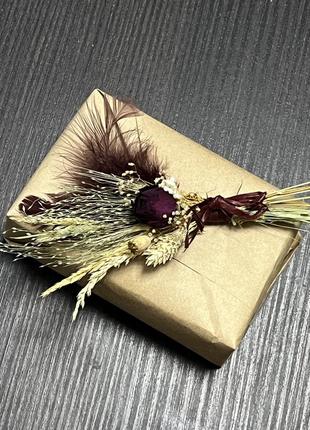 Мини букет комплимент из сухоцветов букетик декор на подарок на открытку