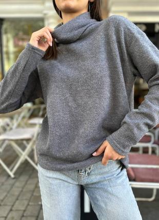 Теплый женский свитер с воротником. 42-46 размер. беж, оливка, синий, розовый, темно-серый4 фото