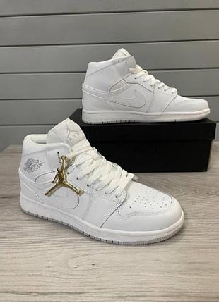 Кроссовки мужские демисезонные nike air jordan джордан белые весна/лето/осень кожа