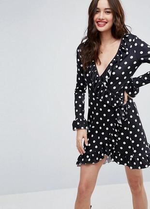Новое платье в горошек на запах asos размер м
