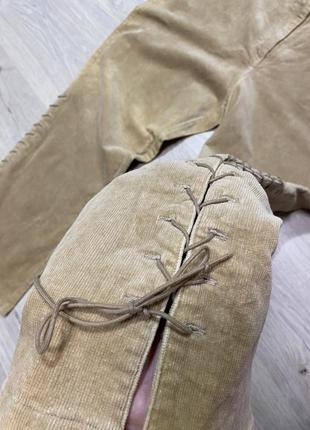 Стрейчевые плотные вельветовые стильные брюки со шнуровкой по бокам р.223 фото