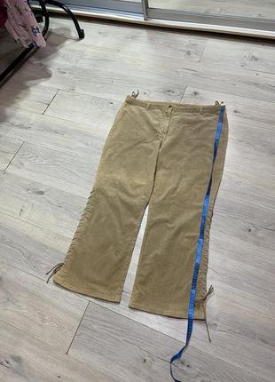 Стрейчевые плотные вельветовые стильные брюки со шнуровкой по бокам р.221 фото