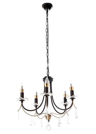 Люстра підвісна чорна вінтажна на 5 ламп