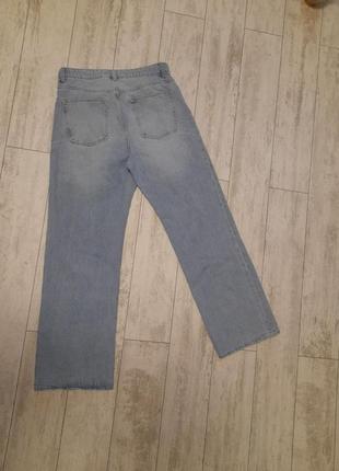 Голубые прямые джинсы с высокой посадкой7 фото