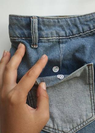 Трендовая короткая джинсовая юбка с вставками светлого денима от tu5 фото