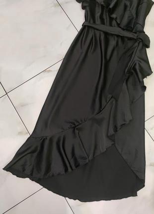 Длинное сатиновое вечернее чёрное платье сарафан rinascimento xs-s6 фото