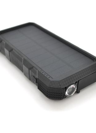 Power bank 20000 mah solar, flashlight,input:5v/1a(microusb, typec), output:5v/2,1а(2хusb),pd, rubberized1 фото