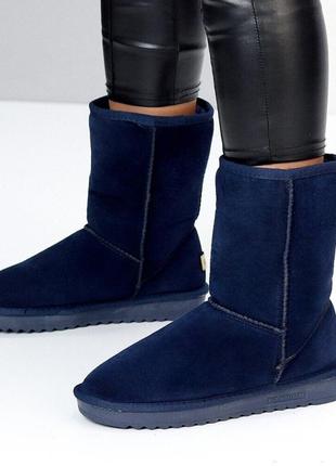 Угги зимние синего цвета на меху