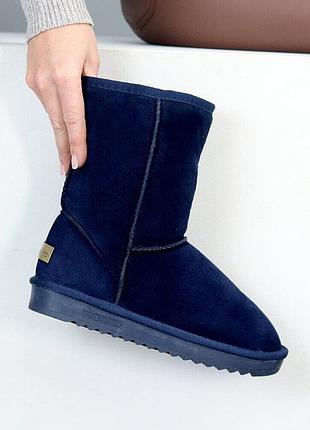Угги зимние синего цвета на меху