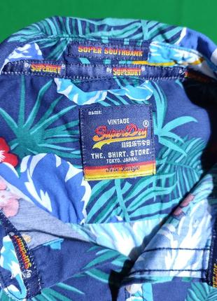 Пляжная мужская рубашка шведка superdry 100% коттон, размер l (реально s)5 фото