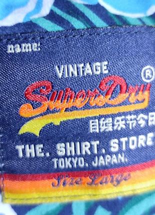 Пляжная мужская рубашка шведка superdry 100% коттон, размер l (реально s)6 фото