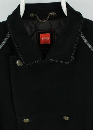 Винтажное двубортное пальто hugo boss black cotton double-breasted coat2 фото