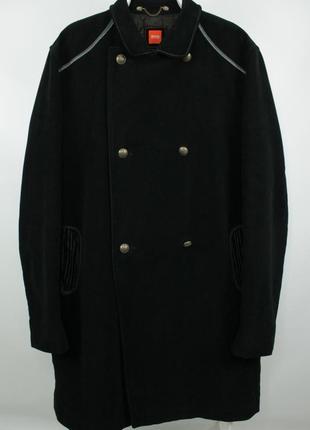 Вінтажне двобортне пальто hugo boss black cotton double-breasted coat1 фото