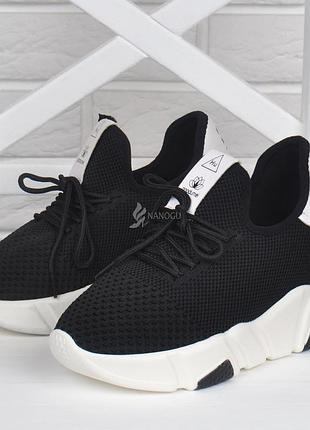 Кроссовки женские на платформе pharrell williams style черные текстильные