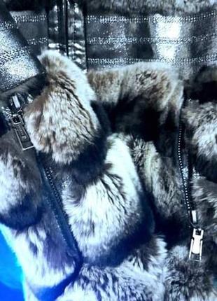 Шуба зимняя куртка натуральная дизайнерская из шиншиллы5 фото