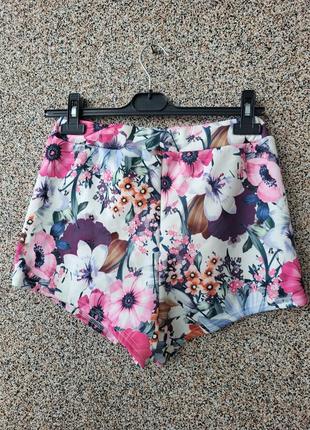 Спідниця- шорти,  юбка шорти в квіти3 фото