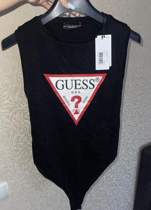 Черный топ бодик оригинал guess майка3 фото