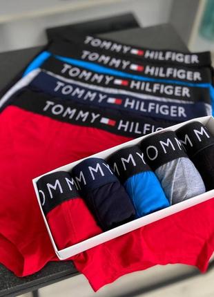 Набір чоловічих трусів tommy hilfiger 5 шт. комплект стильних боксерів томмі хілфігер у коробочці