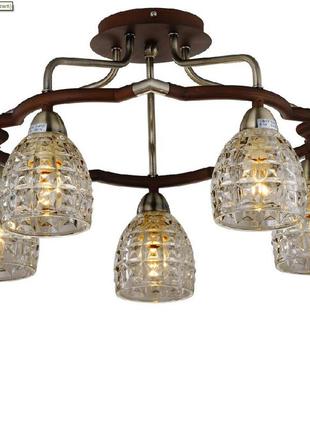 Люстра коричнева з 5 медовими плафонами
