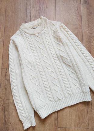 В'язаний об'ємний светр оверсайз джемпер пуловер вязаный объемный свитер молочний3 фото
