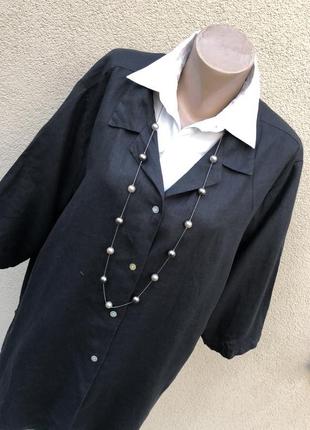 Чёрная рубашка,блуза,кардиган,жакет,пиджак,лен100%,большой размер