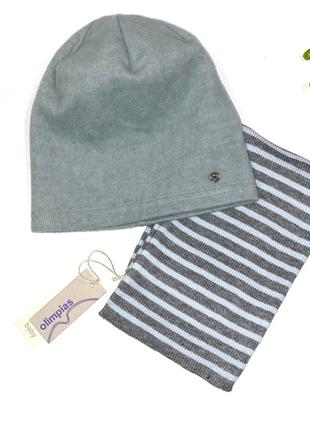 Комплект: ✅ шапка флисовая серо-зеленого цвета ✅шарф в полоску бренд: reserved размер: one size2 фото