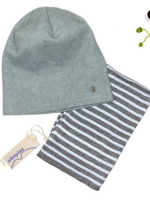 Комплект: ✅ шапка флисовая серо-зеленого цвета ✅шарф в полоску бренд: reserved размер: one size4 фото