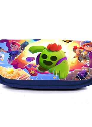 Школьный пенал бравл старс органайзер универсальный (brawl stars - 003) синий