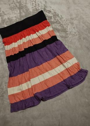 Юбка резинка мини миди полоска