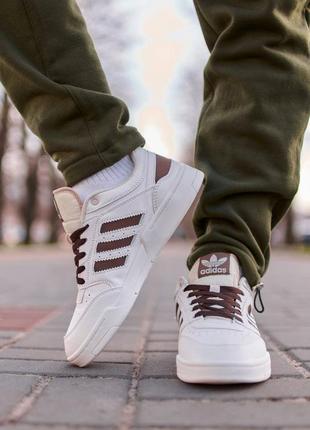 Мужские кроссовки adidas drop step low white brown