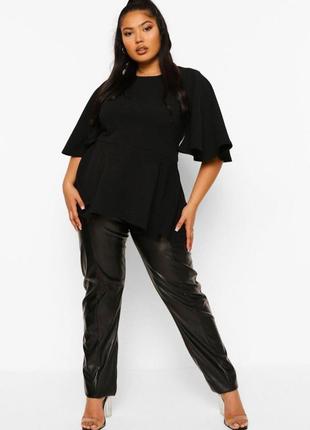 Женская трикотажная блуза с баской большого размера 58-602 фото