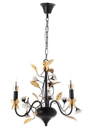 Люстра класична підвісна з листочками на 3 лампи