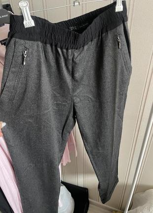 Zara basic серые брюки теплые с резинкой зауженные2 фото