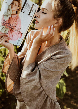 Льняное платье кимоно кардиган кимоно назапах под лён льняне плаття сукня з льону кімоно