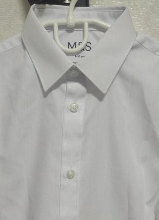 Рубашка классическая белая m&amp;s на 9-10 лет