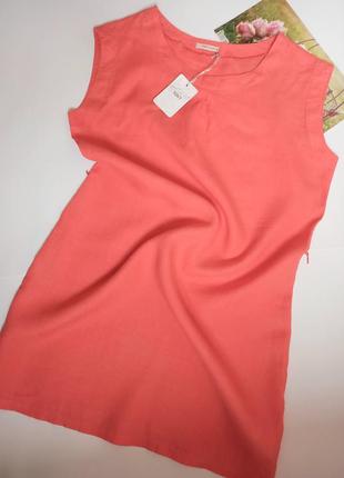 Коралловое льняное платье xint