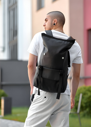 Новая коллекция! практичный рюкзак sambag rolltop milton черный с клапаном4 фото
