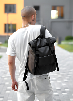Новая коллекция! практичный рюкзак sambag rolltop milton черный с клапаном3 фото